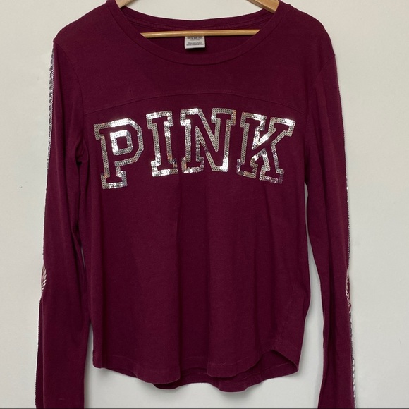 🌟 3/$20 PINK long sleeve sequin detail top